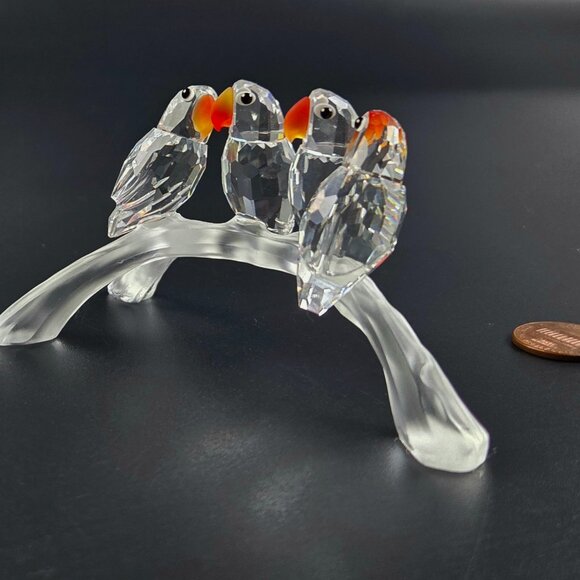 Vintage Swarovski “Feathered Beauties” Baby Lovebirds Figurine — No Box - Picture 3 of 11